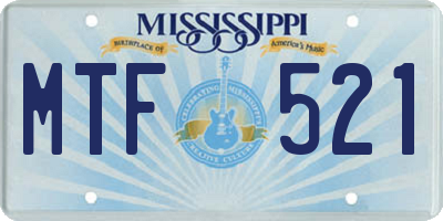 MS license plate MTF521