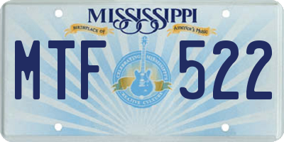 MS license plate MTF522