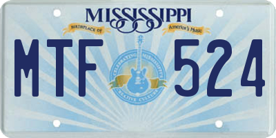 MS license plate MTF524