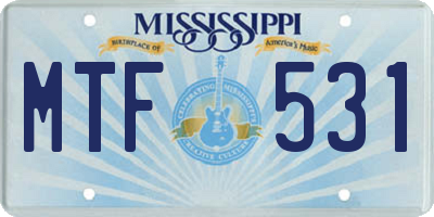 MS license plate MTF531