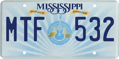 MS license plate MTF532