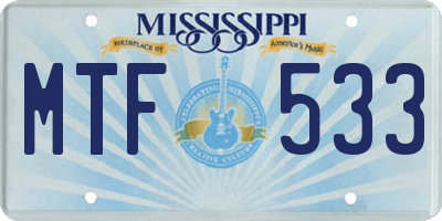 MS license plate MTF533