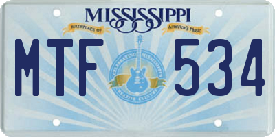 MS license plate MTF534
