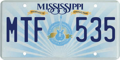 MS license plate MTF535