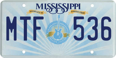 MS license plate MTF536
