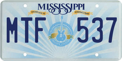 MS license plate MTF537