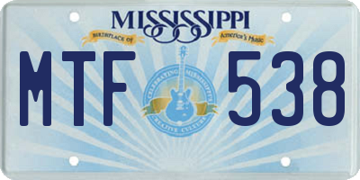 MS license plate MTF538