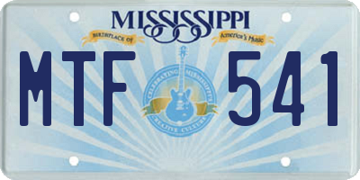 MS license plate MTF541