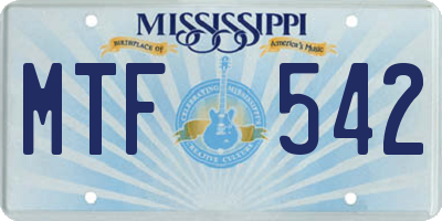 MS license plate MTF542