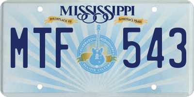 MS license plate MTF543