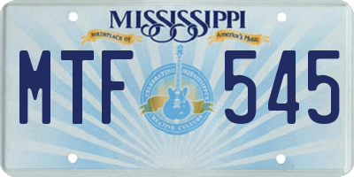 MS license plate MTF545