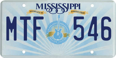 MS license plate MTF546