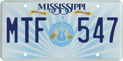 MS license plate MTF547
