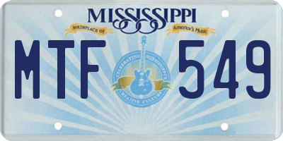 MS license plate MTF549