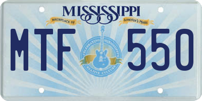MS license plate MTF550