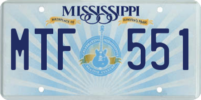MS license plate MTF551