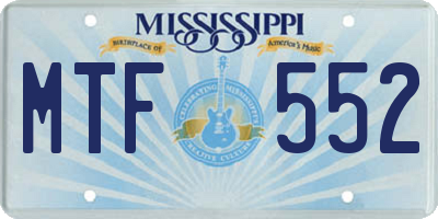MS license plate MTF552