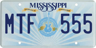 MS license plate MTF555