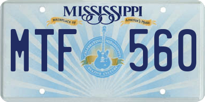 MS license plate MTF560