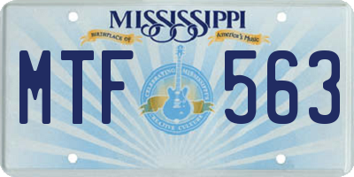 MS license plate MTF563