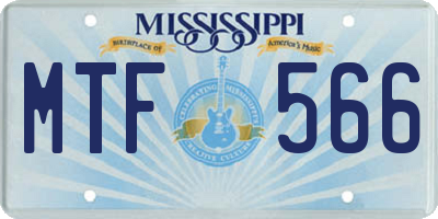 MS license plate MTF566
