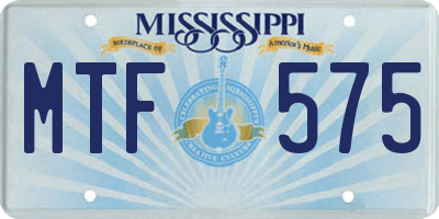 MS license plate MTF575
