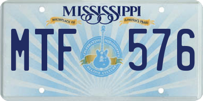 MS license plate MTF576