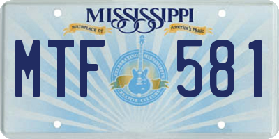 MS license plate MTF581