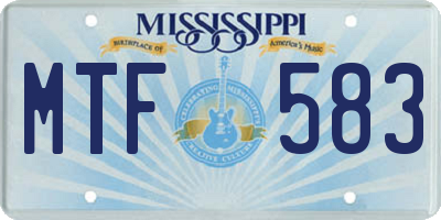 MS license plate MTF583