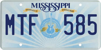 MS license plate MTF585