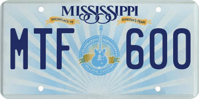 MS license plate MTF600