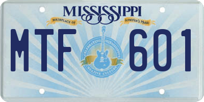 MS license plate MTF601