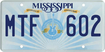 MS license plate MTF602