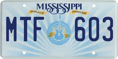 MS license plate MTF603