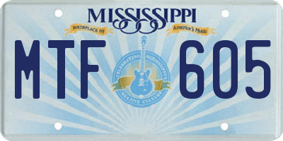 MS license plate MTF605