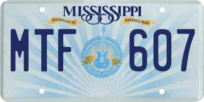 MS license plate MTF607