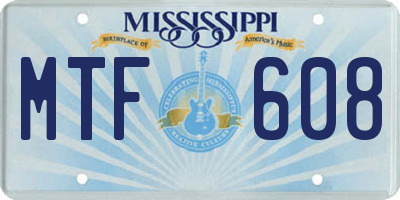 MS license plate MTF608
