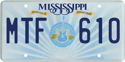 MS license plate MTF610