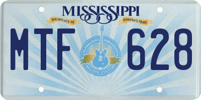 MS license plate MTF628