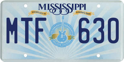 MS license plate MTF630