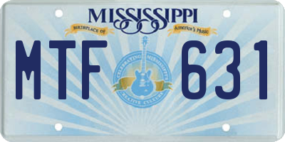 MS license plate MTF631