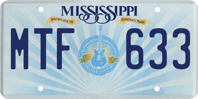 MS license plate MTF633