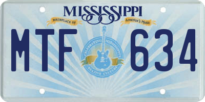 MS license plate MTF634