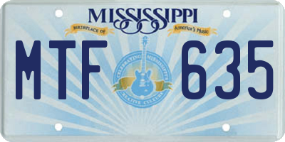 MS license plate MTF635