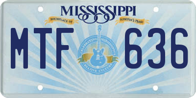 MS license plate MTF636