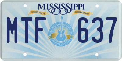 MS license plate MTF637