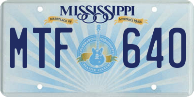 MS license plate MTF640