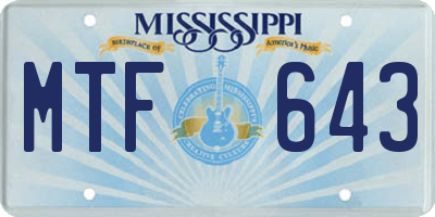MS license plate MTF643