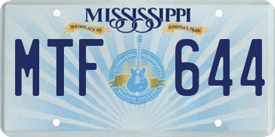 MS license plate MTF644