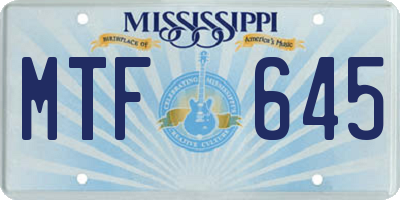 MS license plate MTF645